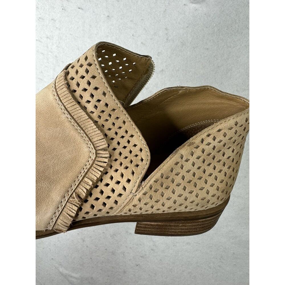 Lucky Brand Tan Side‎ Zipper Slip On Ankle Boots Bootie 9 / 40 Fringe Accent - Picture 8 of 11
